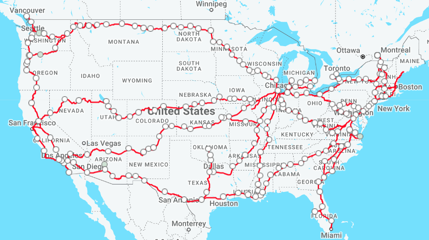 AMTRAK US Map