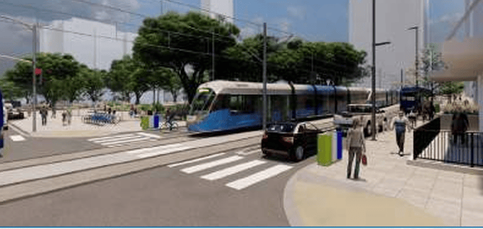 Austin light rail guadalupe street rendering