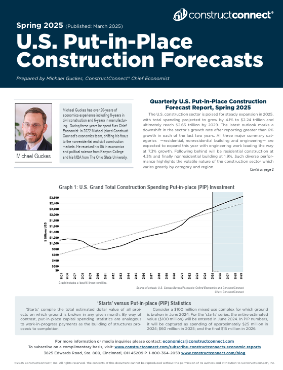 thumbnail Put-in-place forecast Spring 2025 constructconnect