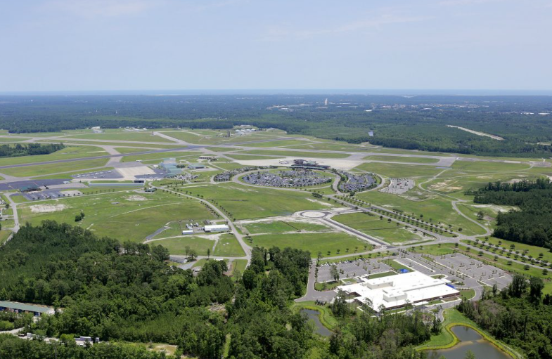 wilmington intl airport aerial view business park